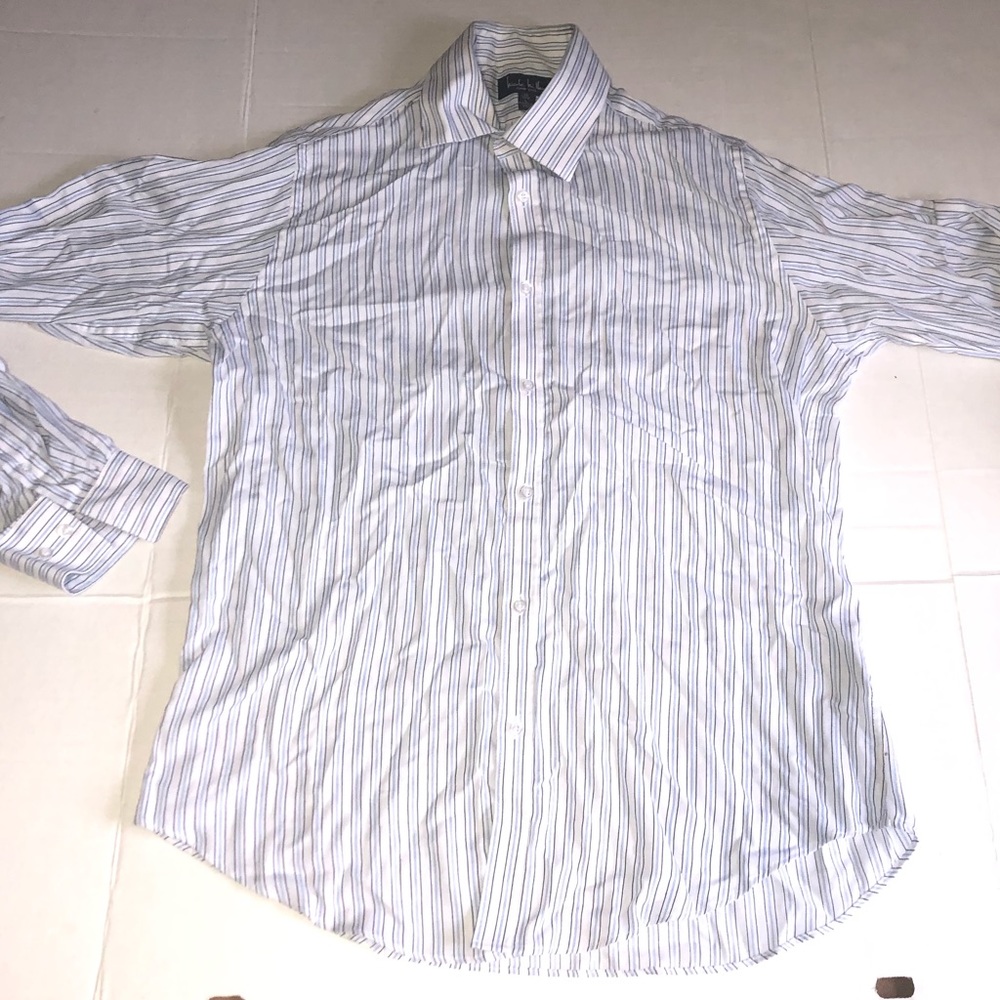 Nicole Miller White Striped Button Shirt L Mens